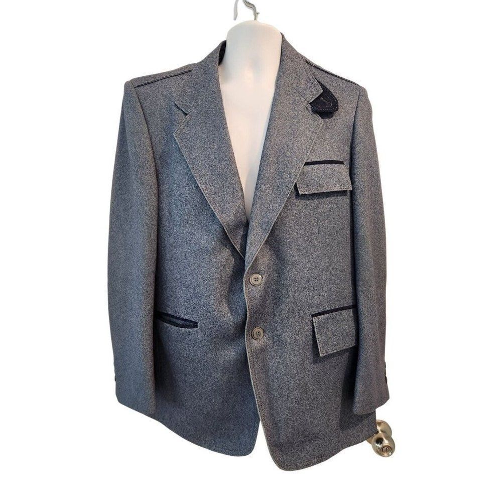 Vintage 60s Madonna Inn Mens Blue Tailored Suit Jacket Sports Coat L Uniform 44